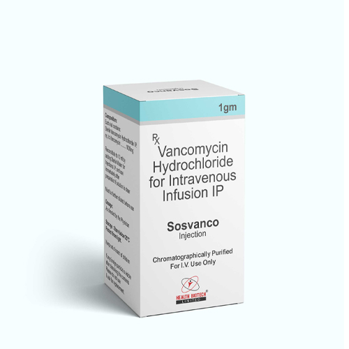 Product Name: SOSVANCO, Compositions of SOSVANCO are Vancomycin Hydrochloride for intravenous infusion I.P. - Health Biotech Limited