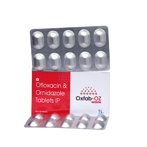 Product Name: Oxfab OZ, Compositions of Oxfab OZ are Ofloxacin & Ornidazole Tablets IP - Hikona Lifesciences