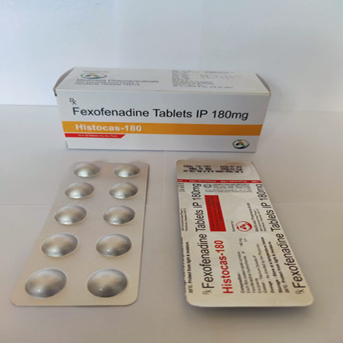 Product Name: Histocas 180, Compositions of Histocas 180 are Fexofenadine Tablets IP 180mg - Medicasa Pharmaceuticals