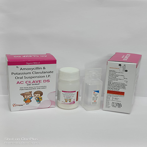 Product Name: AC CLAVE DS , Compositions of AC CLAVE DS  are Amoxycillin & Potassium Clavulanate Oral Suspension I.P.  - Starzac Formulations Private Limited