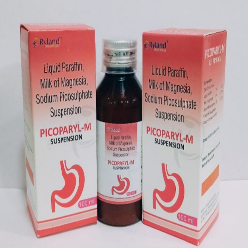 Product Name: Picoparyl M, Compositions of Picoparyl M are Liquid Paraffin, Milk of Magnesia,Sodium Picosulphate Suspension  - Ryland Health Care