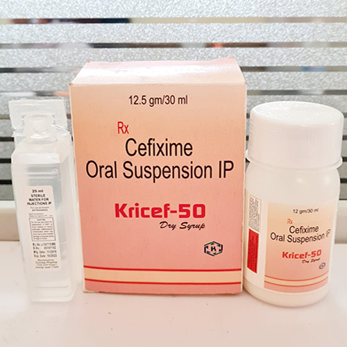 Product Name: Kricef 50, Compositions of Kricef 50 are Cefixime Oral Suspension IP - Kriti Lifesciences