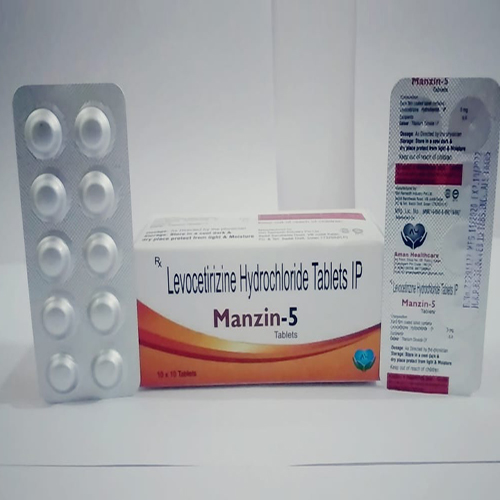 Product Name: Manzin 5, Compositions of Manzin 5 are Levocetrizine Hydrochloride  Tablets IP - Aman Healthcare