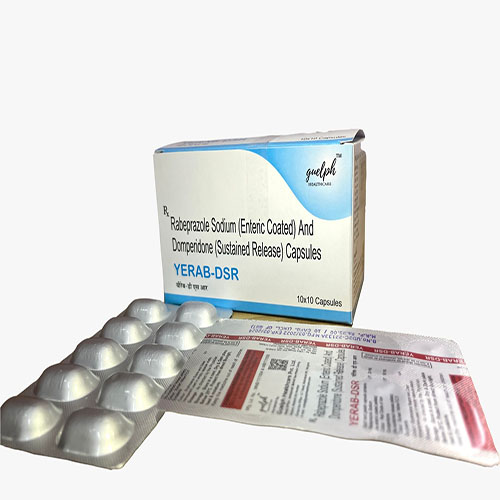 Product Name: Yerab Dsr, Compositions of Yerab Dsr are Rebeprazole Sodium(Enteric Coated) And Domperidone (Sustained Release) Capsules  - Guelph Healthcare Pvt. Ltd