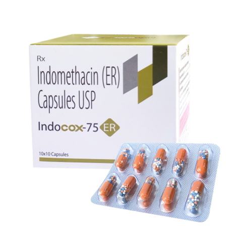 Product Name: INDOCOX 75 ER, Compositions of Imdomethacin (ER) Capsules USP are Imdomethacin (ER) Capsules USP - Biopolis Lifesciences Private Limited