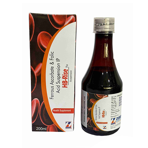 Product Name: HB Rise , Compositions of HB Rise  are Ferrous Ascorbate & Folic Acid Suspension IP - Zerdia Healthcare Private Limited