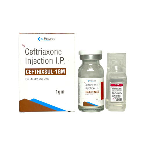 Product Name: GEFTHIXSUL 1GM, Compositions of GEFTHIXSUL 1GM are Ceftriaxone Injection IP - EthixElite Lifesciences Private Limited