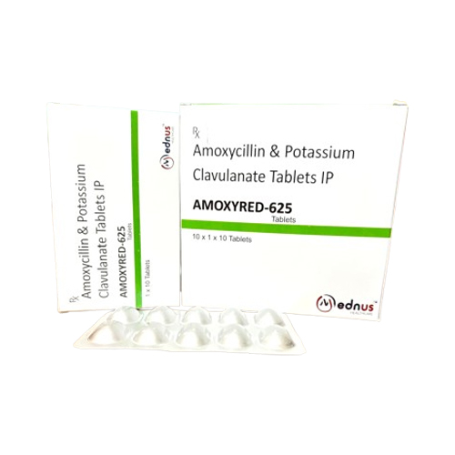 Product Name: AMOXYRED 625, Compositions of AMOXYRED 625 are Amoxycillin & Potassium Clavulanate Tablets IP - Mednus Healthcare