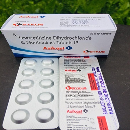 Product Name: Azikast L, Compositions of Azikast L are Levocetririzine Dihydrochloride and Montelukast Tablets IP - Sykus Pharmaceuticals Private Limited