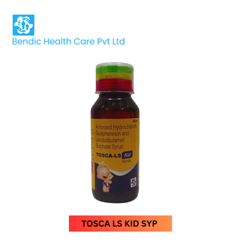 Product Name: TOSCA LS KID, Compositions of Ambroxol Hydrochloride, Guaiphenesin and Levosalbutamol Sulphate Syrup are Ambroxol Hydrochloride, Guaiphenesin and Levosalbutamol Sulphate Syrup - Bendic Healthcare Private Limited