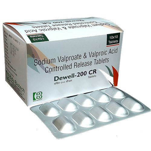 Product Name: Dewell 200 CR, Compositions of Sodium Valproate & Valproic Acid Controlled Release Tablets are Sodium Valproate & Valproic Acid Controlled Release Tablets - Bidu Biotech