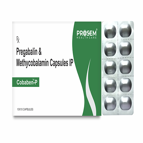 Product Name: Cobaben P, Compositions of Cobaben P are Pregabalin & Methycobalamin Capsules IP - Prosem Healthcare