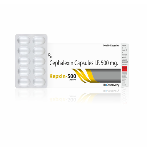 Product Name: Kepxin 500, Compositions of Kepxin 500 are Cephalexin Capsules I.P. 500 mg - Biodiscovery Lifesciences Private Limited