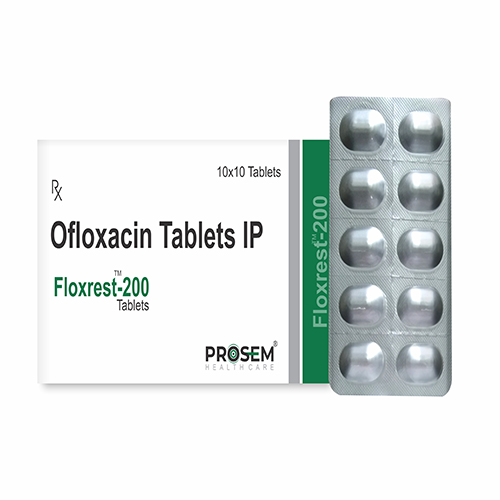 Product Name: Floxrest 200, Compositions of Ofloxacin Tablets IP are Ofloxacin Tablets IP - Prosem Healthcare