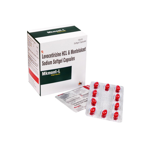 Product Name: Mkmont L, Compositions of Mkmont L are Levocetirizine HCL & Montelukast Sodium Softgel Capsules - MK Healthcare