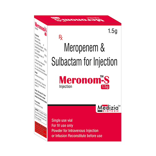 Product Name: Meronom S, Compositions of Meropenem & Sulbactam For Injection are Meropenem & Sulbactam For Injection - Medizia Biotech