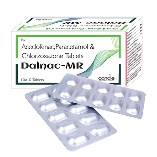 Product Name: Dalnac MR, Compositions of Aceclofenac, Paracetamil & Chlorzoxazone Tablets are Aceclofenac, Paracetamil & Chlorzoxazone Tablets - Candle Pharmaceutical