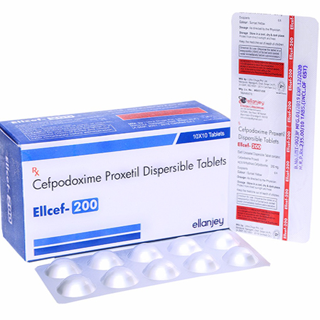 Product Name: Ellcef 200, Compositions of Ellcef 200 are Cefpodoxime Proxetil Dispersable Tablets - Ellanjey Lifesciences