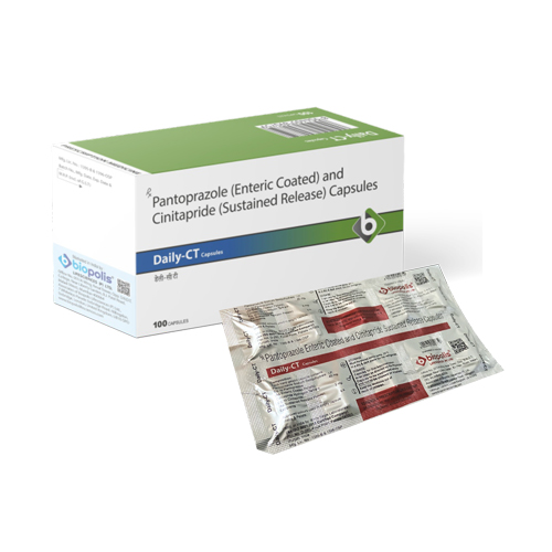 Product Name: Daily CT, Compositions of Pantoprazole (Enteric Coated) And Cinitapride (Sustained Release) Capsules are Pantoprazole (Enteric Coated) And Cinitapride (Sustained Release) Capsules - Biopolis Lifesciences Private Limited