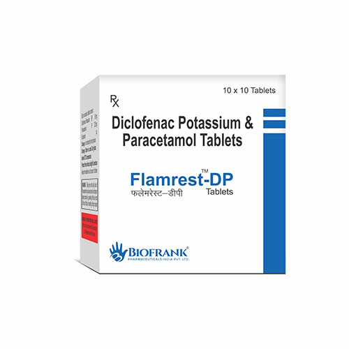 Product Name: Flamrest DP, Compositions of Flamrest DP are Diclofenac Potassium& Paracetamol Tablets - Biofrank Pharmaceuticals India Private Limited