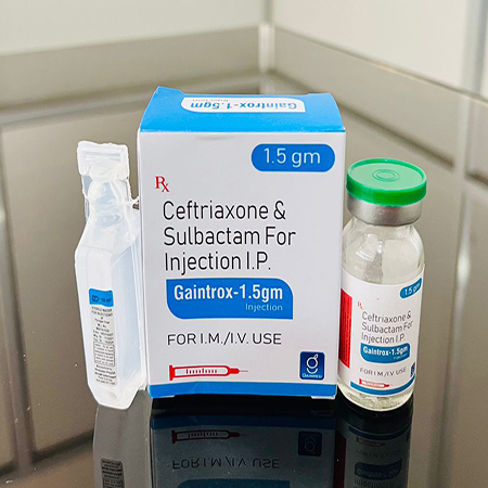 Product Name: Gaintrox 1.5 gm, Compositions of Gaintrox 1.5 gm are Ceftriaxone & sulbactom For Injection I.P. - Gainmed Biotech Private Limited