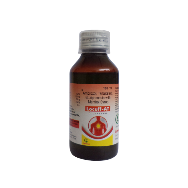 Product Name: Locuff At, Compositions of Locuff At are Ambroxol,Terbutaline,Guaiphenesin with Menthol Syrup - Lamiaceae HealthCare