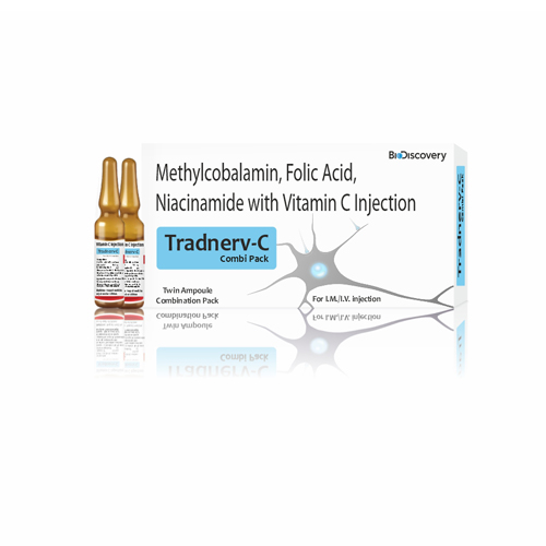 Product Name: Tradnerv C, Compositions of Tradnerv C are Methylcobalamin, Folic Acid, Niacinamide with Vitamin C Injection - Biodiscovery Lifesciences Private Limited