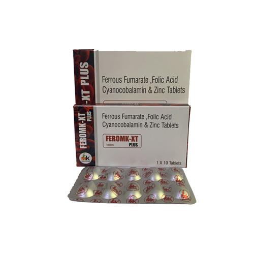 Product Name: FEROMK XT, Compositions of Ferrous Fumarate Folic Acid Cyanocobalamin & Zinc Tablets are Ferrous Fumarate Folic Acid Cyanocobalamin & Zinc Tablets - MK Healthcare