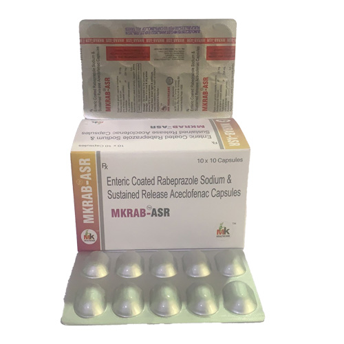 Product Name: MKRAB ASR, Compositions of Enteric Coated Rabeprazole Sodium & Sustained Release Aceclofenac Capsules are Enteric Coated Rabeprazole Sodium & Sustained Release Aceclofenac Capsules - MK Healthcare