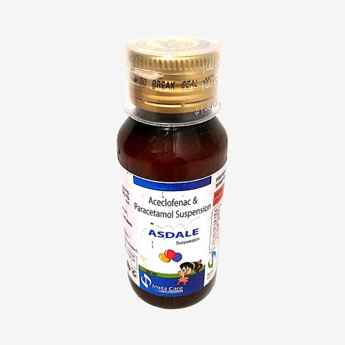 Product Name: ASDALE, Compositions of ASDALE are Aceclofrnac & Paractamol Suspension - Insta Care Lifesciences