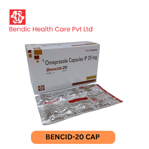 Product Name: BENCID 20, Compositions of BENCID 20 are Omeprazole  Capsules IP 20mg - Bendic Healthcare Private Limited