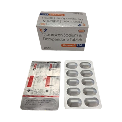 Product Name: Heprox D 250, Compositions of Heprox D 250 are Naproxen Sodium & Domperidone Tablets - Holy Evolution Pharma