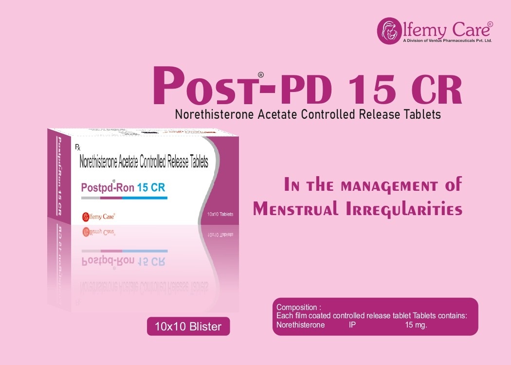 Product Name: Postpd Ron 15 CR, Compositions of Norethisterone Acetate Controlled Release Tablets are Norethisterone Acetate Controlled Release Tablets - Olfemy Care