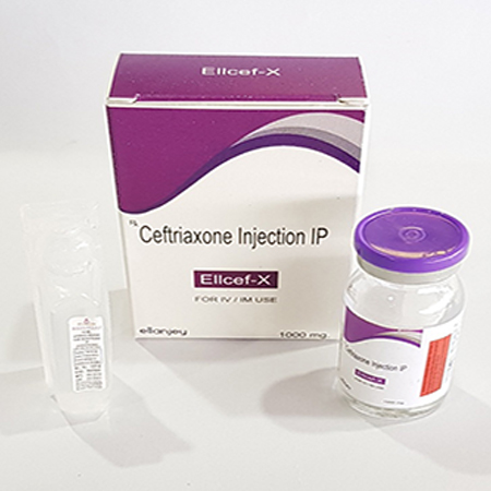 Product Name: Ellcef X, Compositions of Ellcef X are Ceftriaxone Injection IP - Ellanjey Lifesciences