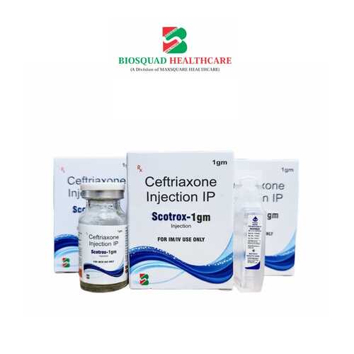 Product Name: SCOTROX 1gm, Compositions of Ceftriaxone Injection IP are Ceftriaxone Injection IP - Biosquad Healthcare