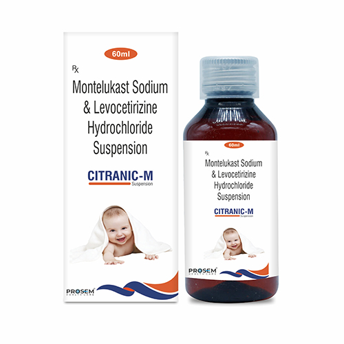 Product Name: CITRANIC M, Compositions of Montelukast Sodium & Levocetirizine Hydrochloride Suspension are Montelukast Sodium & Levocetirizine Hydrochloride Suspension - Prosem Healthcare