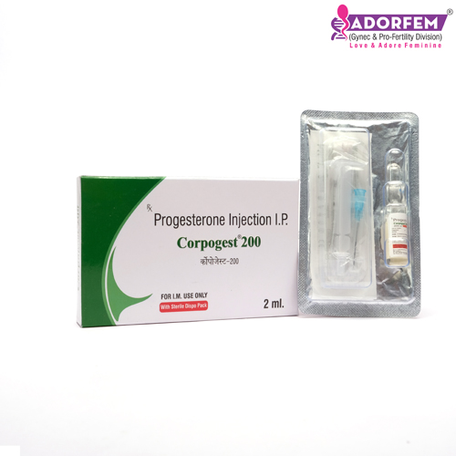 Product Name: CORPOGEST 200, Compositions of Progesterone Injection I.P are Progesterone Injection I.P - Cheminnova Life Sciences