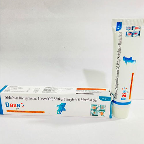 Product Name: Dase, Compositions of are Diclofenac Diethylamine linseed oil methyl salicylate and menthol gel - Disan Pharma