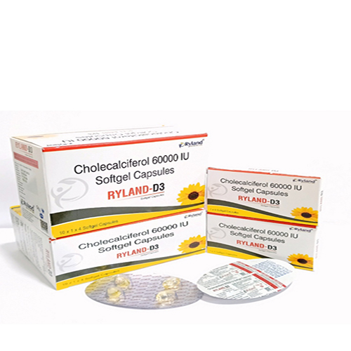 Product Name: Ryland D3, Compositions of Cholecalciferil 60000 IU Softgel Capsules are Cholecalciferil 60000 IU Softgel Capsules - Ryland Health Care