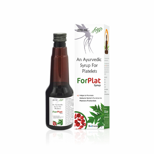 Product Name: ForPlat, Compositions of ForPlat are An Ayurvedic Syrup For Platelets - Biodiscovery Lifesciences Private Limited