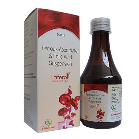 Product Name: Laferol, Compositions of Laferol are Ferrous Ascorbate & Folic Acid Suspension - Lamiaceae HealthCare