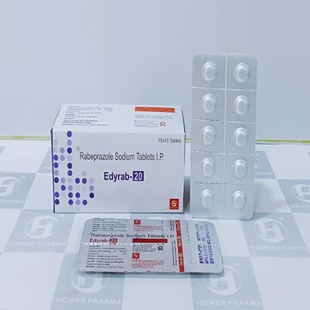 Product Name: Edyrab 20, Compositions of Rabeprazole Sodium Tablets I.P. are Rabeprazole Sodium Tablets I.P. - Hower Pharma Private Limited