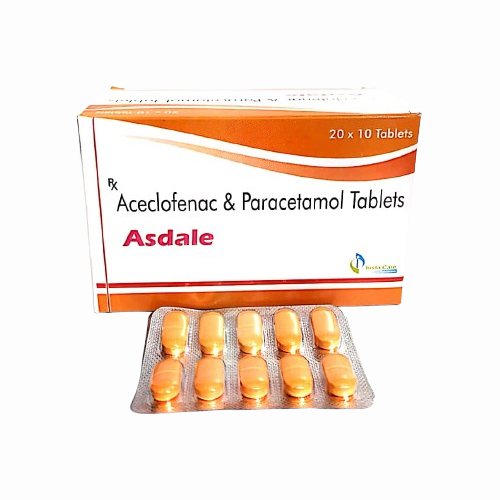 Product Name: ASDALE, Compositions of ASDALE are Aceclofrnac & Paracetamol Tablets - Insta Care Lifesciences