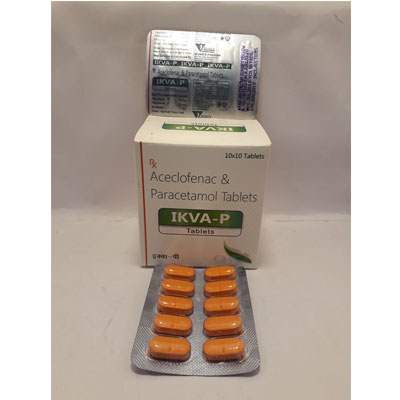 Product Name: IKVA P Tablets, Compositions of IKVA P Tablets are Aceclofenac & Paracetamol Tablets - Ikvans Pharma