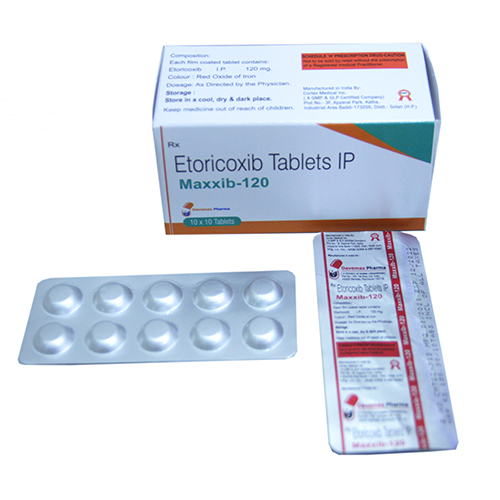 Product Name: Maxxib 120, Compositions of Maxxib 120 are Etoricoxib Tablets IP - Davemax Pharma