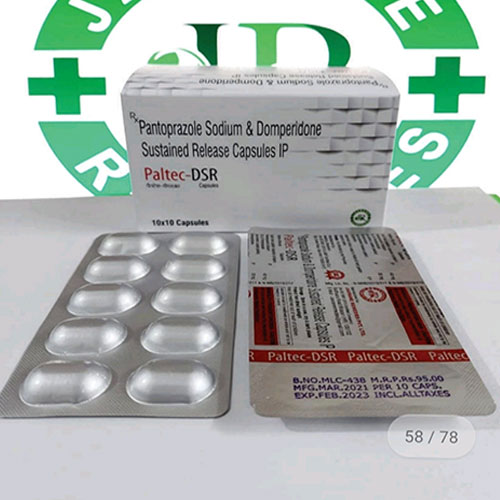 Product Name: Paltec DSR, Compositions of Pantoprazole Sodium & Domperidone Sustained Release are Pantoprazole Sodium & Domperidone Sustained Release - Jaxrane Remedies Private Limited