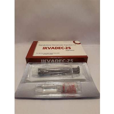 Product Name: Ikvadec 25 Injection, Compositions of Ikvadec 25 Injection are Nandrolone Decanoate Injection IP - Ikvans Pharma