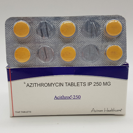 Product Name: Acithroc 250, Compositions of Acithroc 250 are Azithromycin Tablets IP 250 mg - Acinom Healthcare