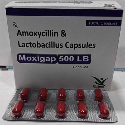 Product Name: Moxigap  500 LB , Compositions of Moxigap  500 LB  are Amoxycillin & Lactobacillus Capsules  - Orange Biotech Private Limited