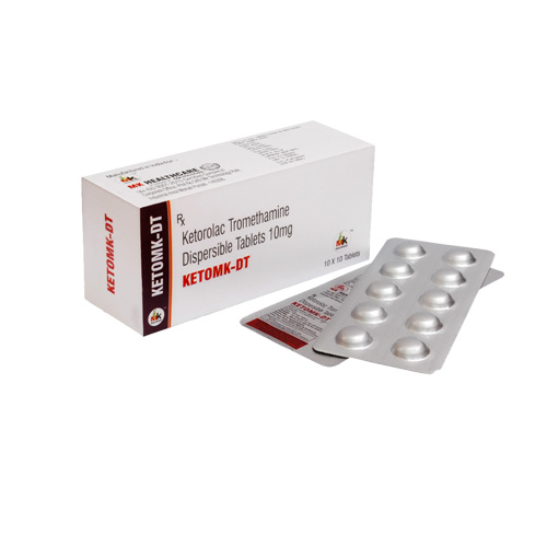 Product Name: KETOMK DT, Compositions of KETOMK DT are Ketorolac Tromethamine Dispersible Tablets 10mg - MK Healthcare